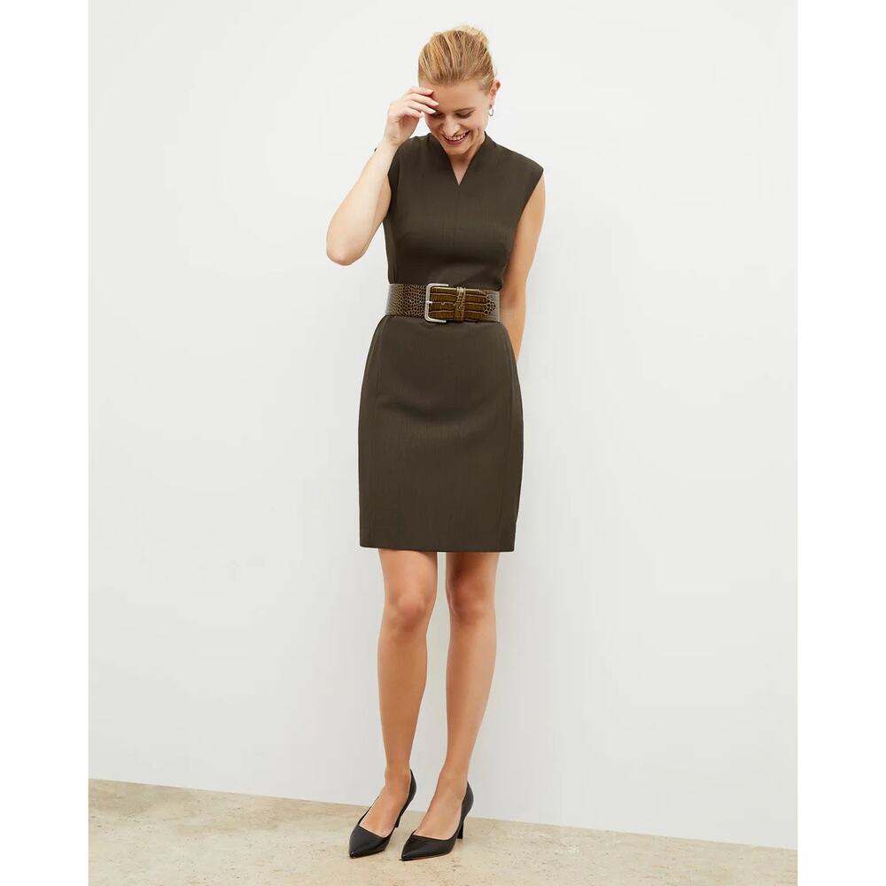 MM LaFleur Recycled WonderTex Kale Aditi Career Dress Classic Basic Brown EUC 10
